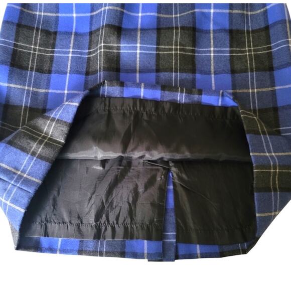 Chadwicks Tartan Wool Plaid Pencil Skirt Size 10 Blue Black Lined Career Office - Picture 5 of 7